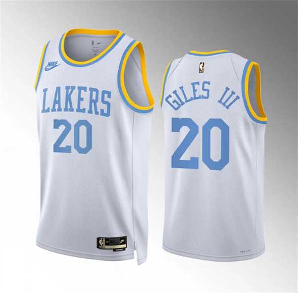 Men%27s Los Angeles Lakers #20 Harry Giles Iii White Classic Edition Stitched Basketball Jersey Dzhi->los angeles lakers->NBA Jersey